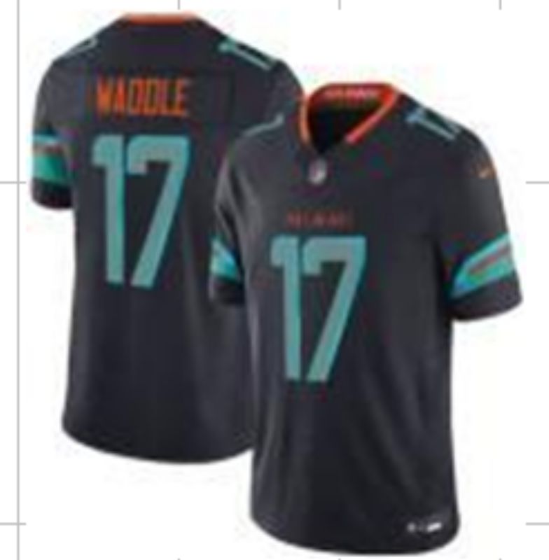 Men Miami Dolphins #17 Waddle black Nike 2025 Limited Nike NFL Jersey 05->miami dolphins->NFL Jersey